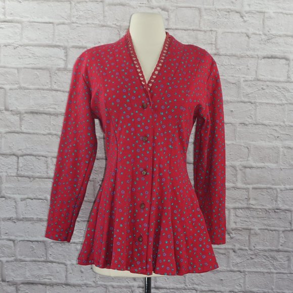 Vintage 90s Floral Button Down Tunic Blouse Top - Picture 1 of 7